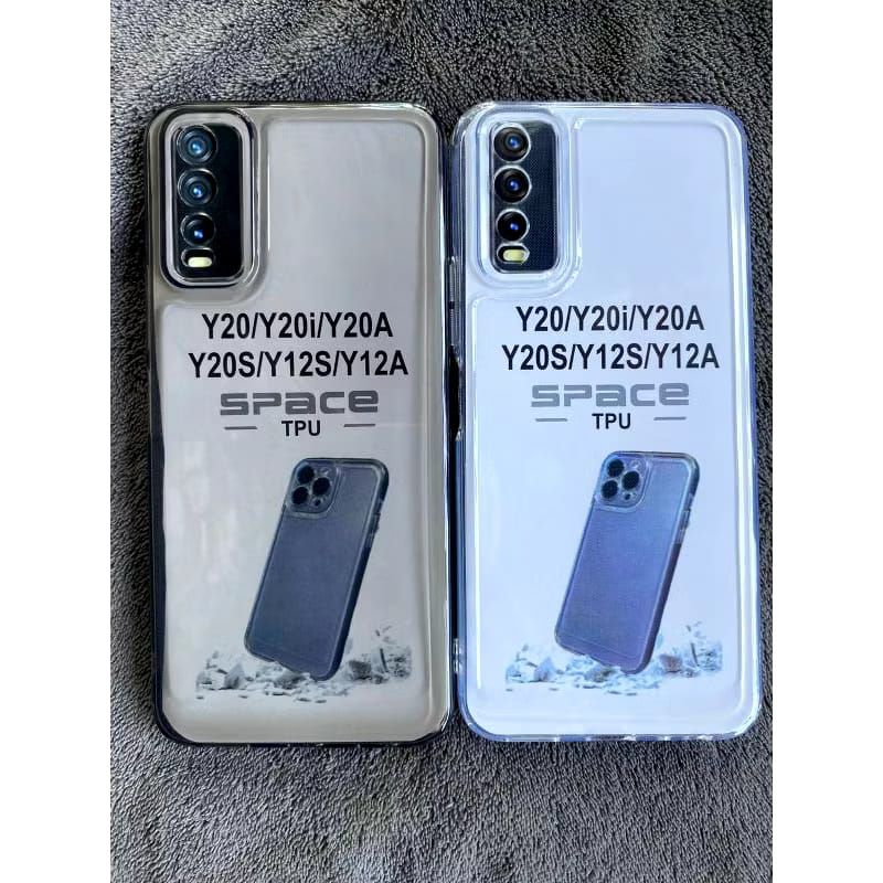 SoftCase/Silikon Bening original Space VIVO Y20/Y20S/Y20I/Y12S Casing Bening TPU Clear Black Space B