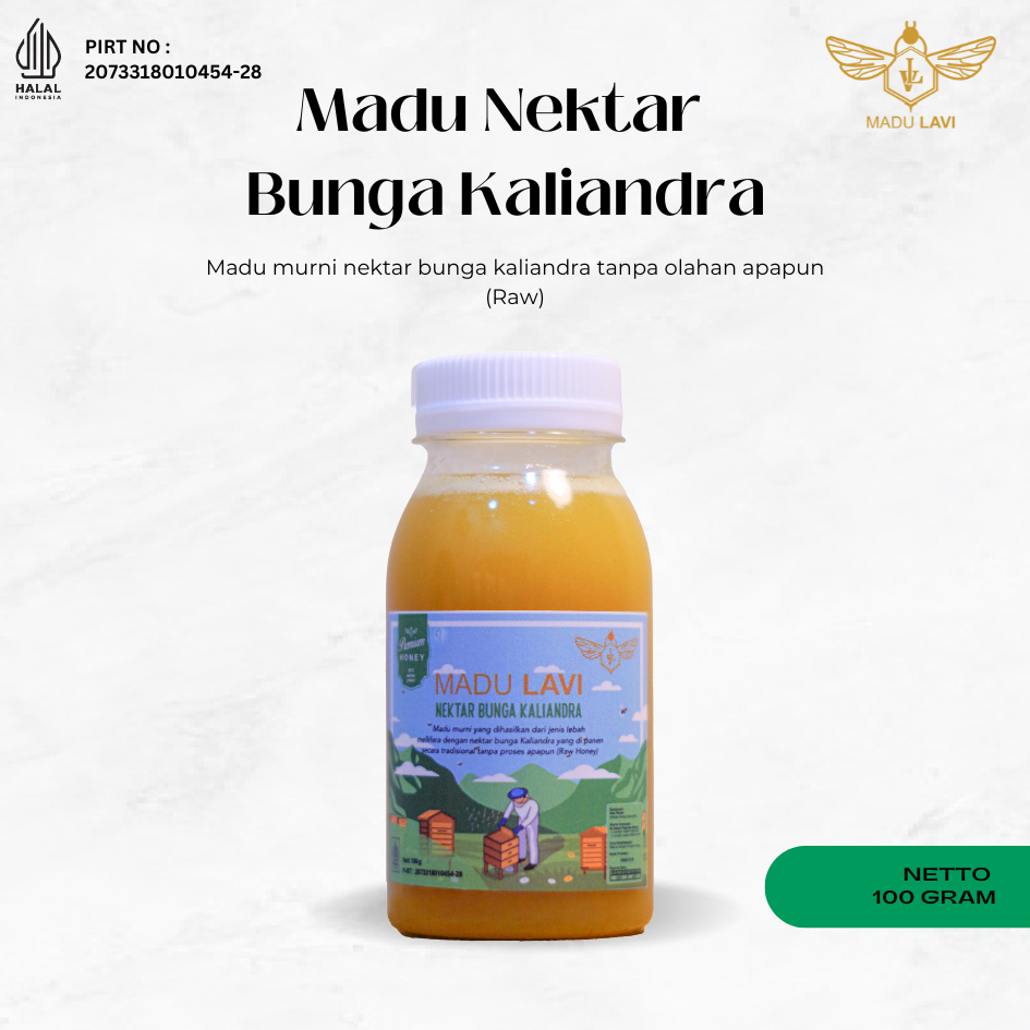 

[Madu Lavi] Kecil Kecil Berkhasiat Madu dari Nektar Bunga Kaliandra kemasan 100 gram