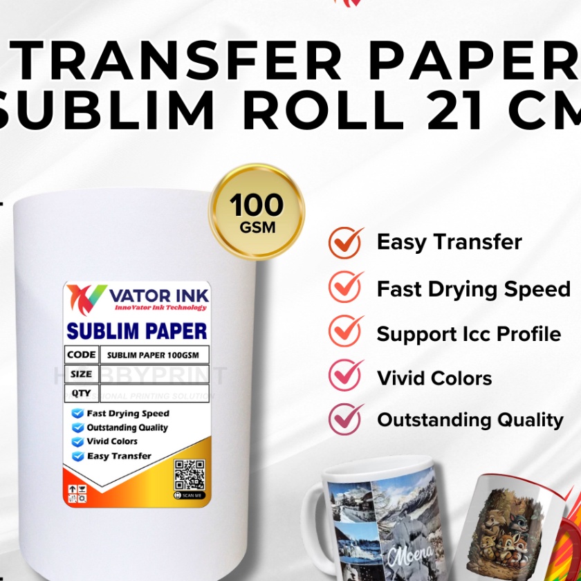 

Flash Sale Kes Sublim Roll A4 21cm x 1m Quick Dry Warna Pekat Sablon Kaos Polyester Mug