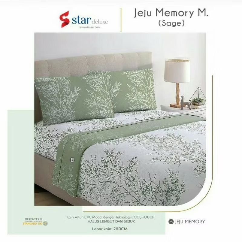 Sprei+ Bedcover 180x200x25 memory land sage | bunga estetik ijo sage