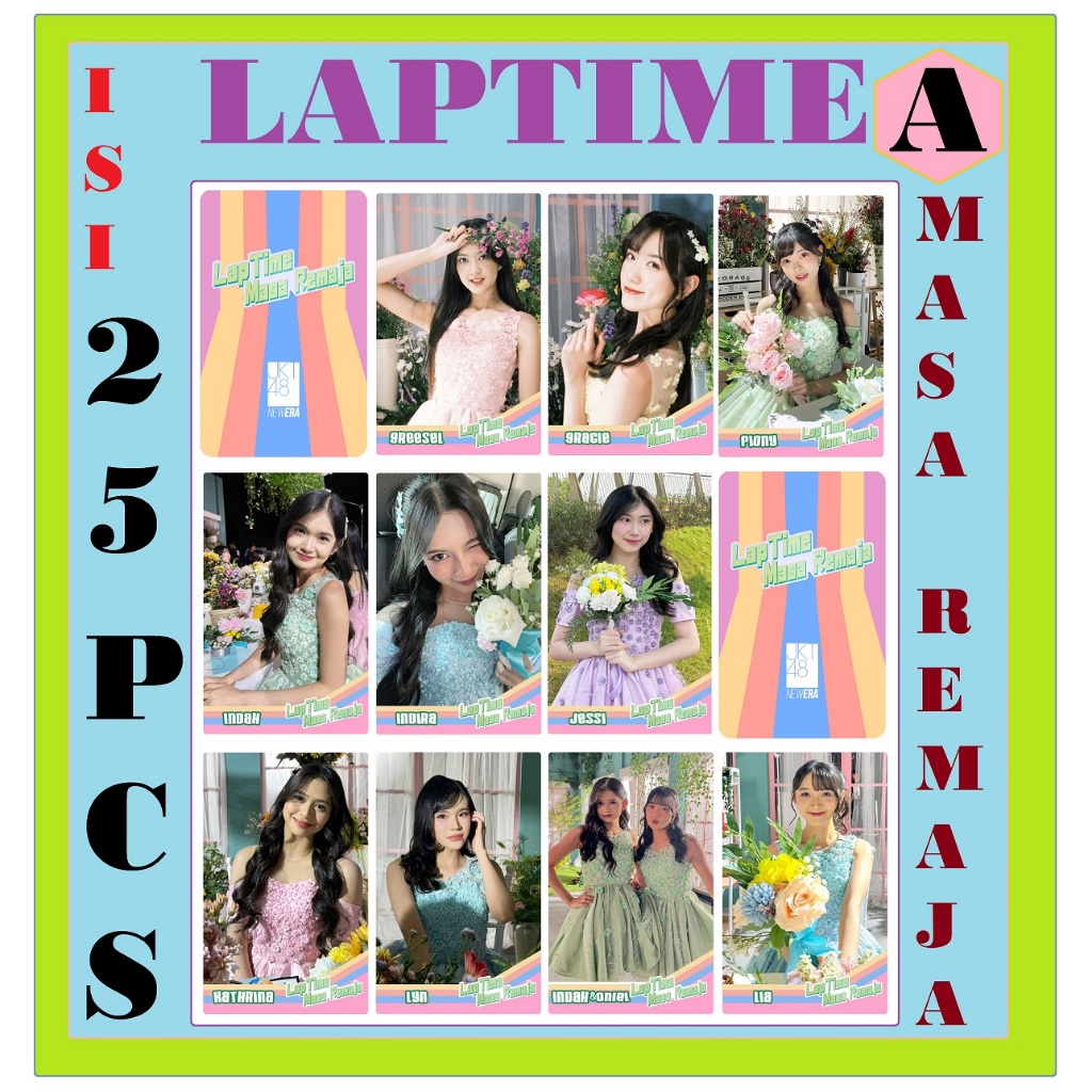 LOMO CARD LAPTIME JKT48 100 % KARTU 2SISI LAMINASI TEBAL 310 GSM PHOTOCARD JKT 48 MEMBER IDOLA ALBUM