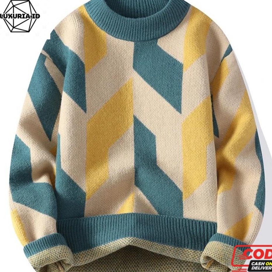 Lucas Sweater Rajut Pria uria Bahan Knit Lembut Dan Tebal Rajutan Quality