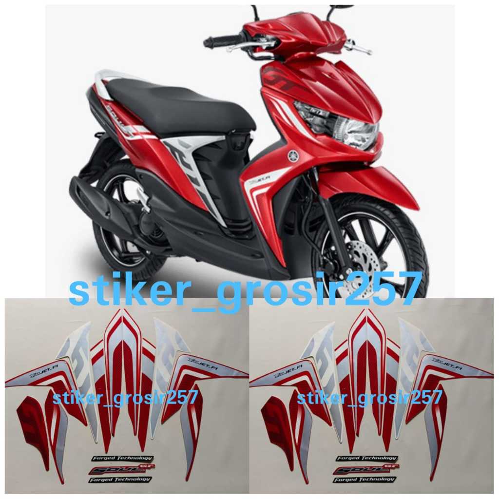 STIKER STRIPING & LIS BODY MOTOR YAMAHA MIO SOUL GT 2014 MERAH STANDAR