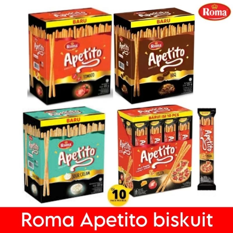 

Roma Apetito biskuit stik BBQ pizza isi 10pc