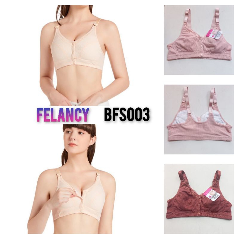 BFS003 bra tanpa kawat cup full kancing depan felancy 38B 40B