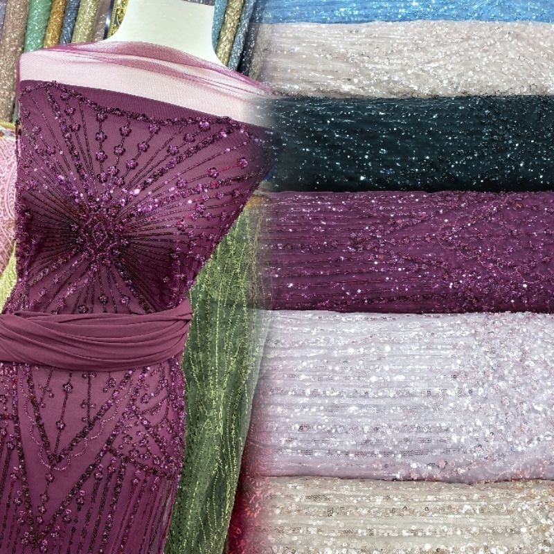 Tulle payet viola | Tulle full payet viola -kingtextile