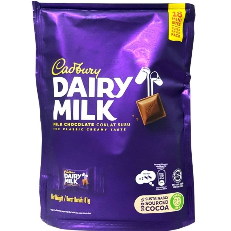 

Cadbury dairy milk mini bites isi 18 sharebag
