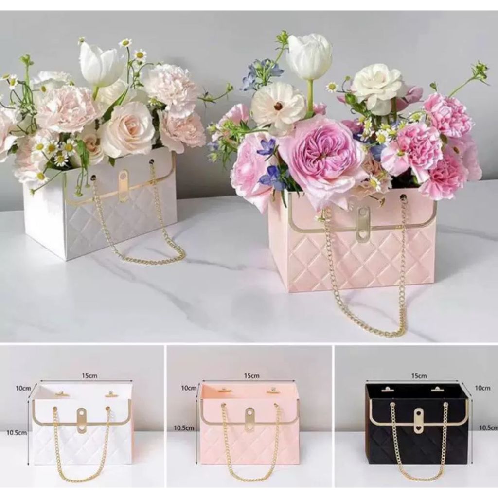 

[MIN 10 PCS READY STOCK 3TIP.SBY] Kotak Bunga Bouquet Premium | Flower Paper Gift Box With Metal Chain | Kotak Valentine Mother's Day | Paperbag Kado