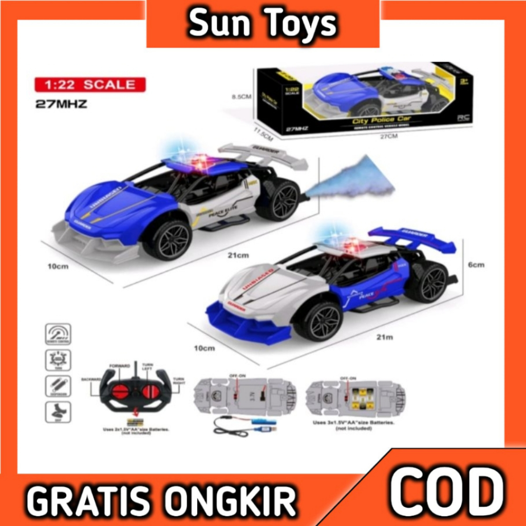 Mainan Anak Mobil RC City Police F1 Remote Control Polisi Mobil RC Polisi Asap