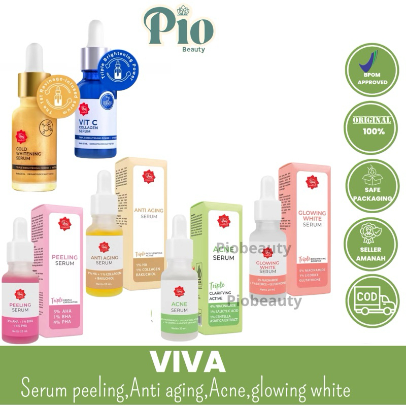 VIVA Glowing white serum / Viva anti aging / Viva peeling serum / Viva acne serum / serum Viva 20ml 