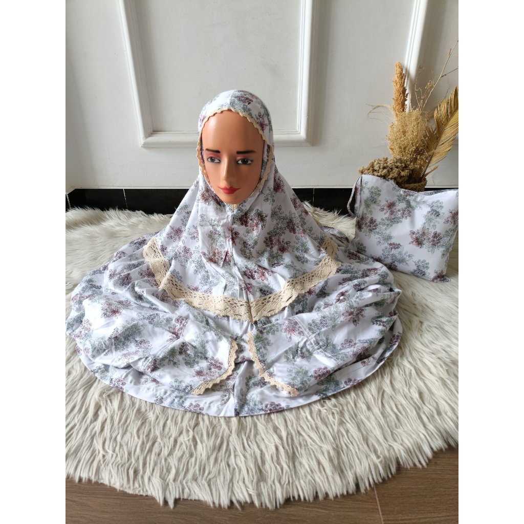 mukena rayon printing azma melati jumbo