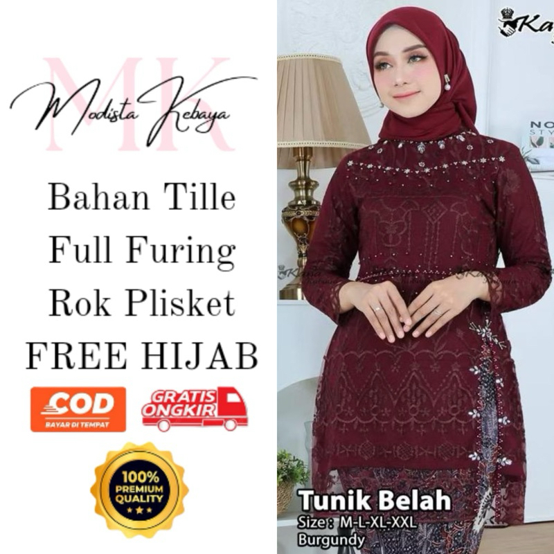 Free Hijab Set Kebaya Namira rok Plisket Tille Payet Modern Untuk Pesta Acara Perpisahan Wisudah Kek