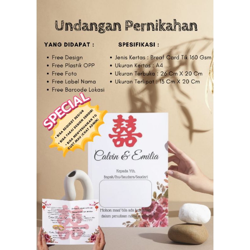 Undangan chinese wedding proses cepat bisa pakai foto