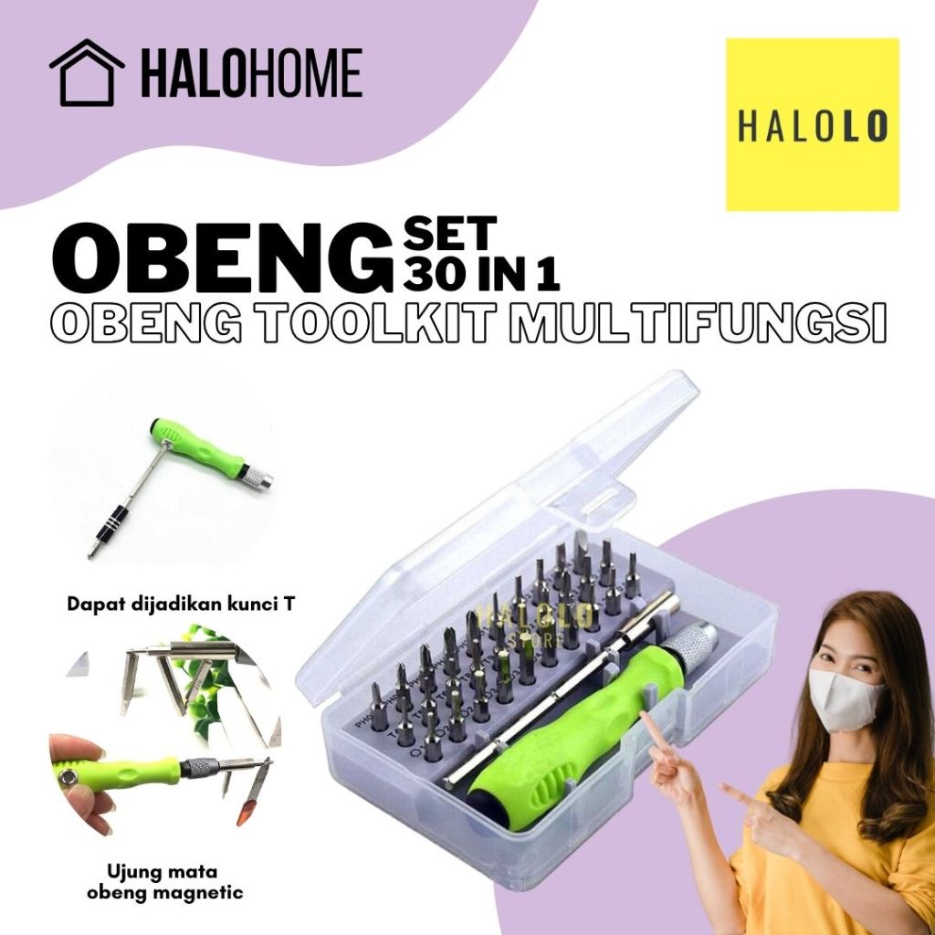 Obeng Set 30 in1 Obeng Set Magnetic Reparasi Handphone Laptop Jam Obeng Set Toolkit Multifungsi