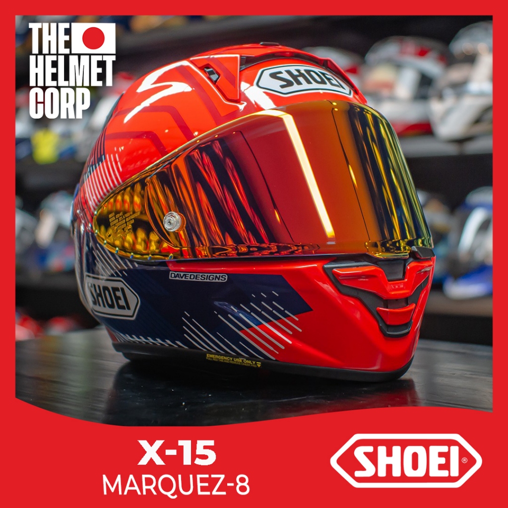 HELM SHOEI MARQUEZ 8 X-15 FULL FACE HELMET X-15 ORANGE/BLUE
