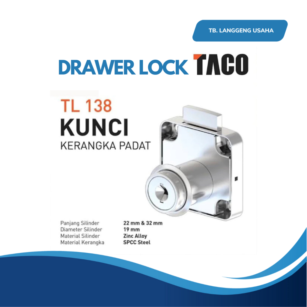 LU TACO DRAWER LOCK TL 138-22 KUNCI LACI LEMARI