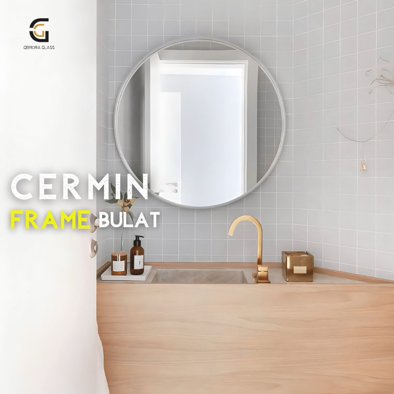 Cermin Bulat Dinding Aesthetic Frame Hitam Putih (Free Packing Kayu) Cermin Dinding/ Cermin