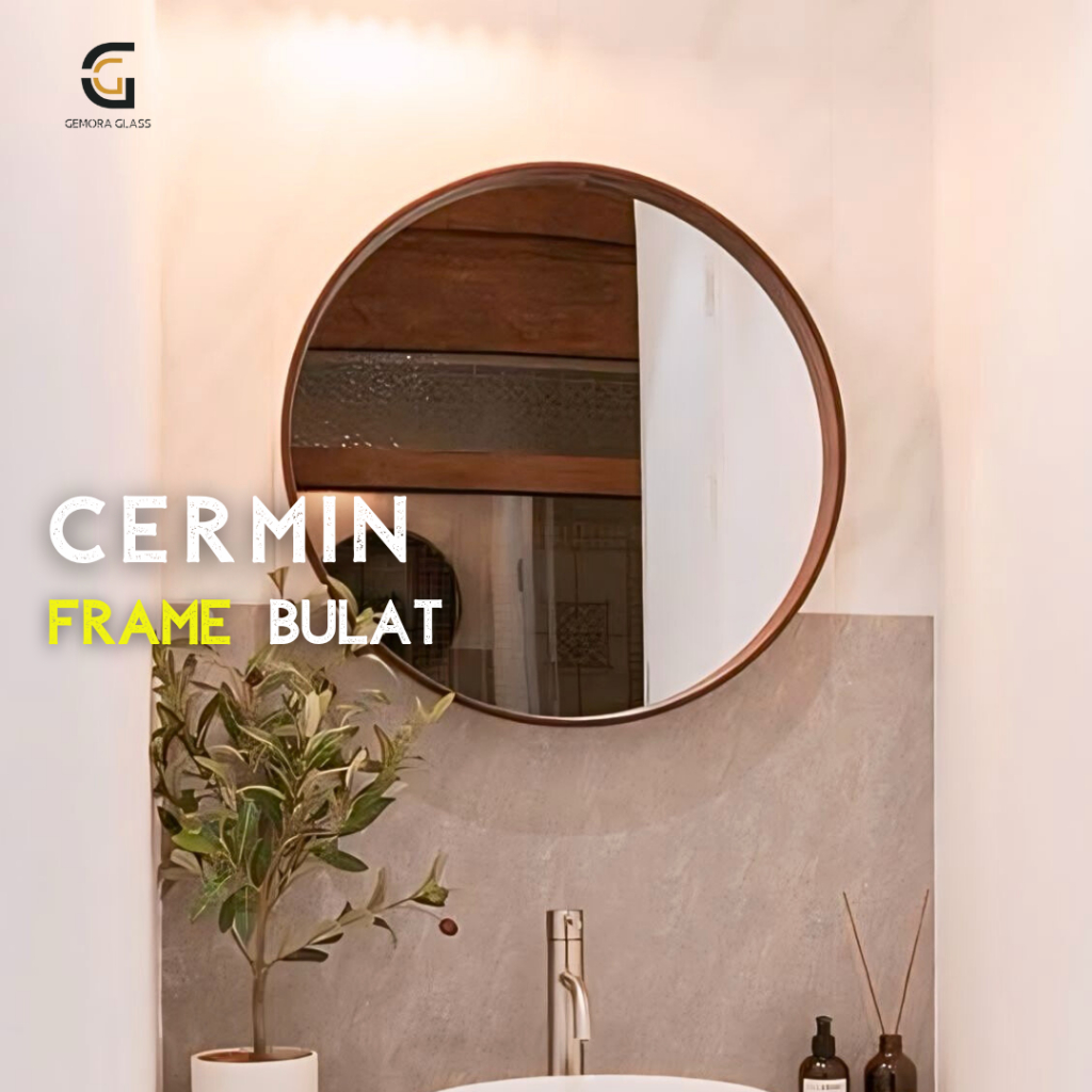 Cermin Bulat Dinding Aesthetic Frame Motif Kayu (Free Packing Kayu) Cermin Dinding/ Cermin