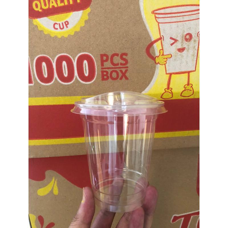 Gelas Cup PET 14oz polos + Lid Strawless