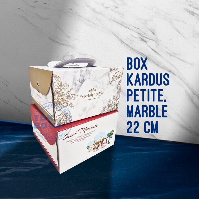 Box Kardus ( Petite, Marble / 22 cm ) Kotak Kue Cake Bolu Chiffon Nicole Flute