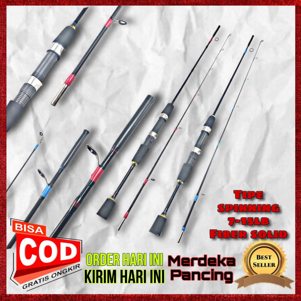Joran pancing spinning benjiro patin medium fiber solid line 7-15 lb 100 120 135 150 165 180 198CM