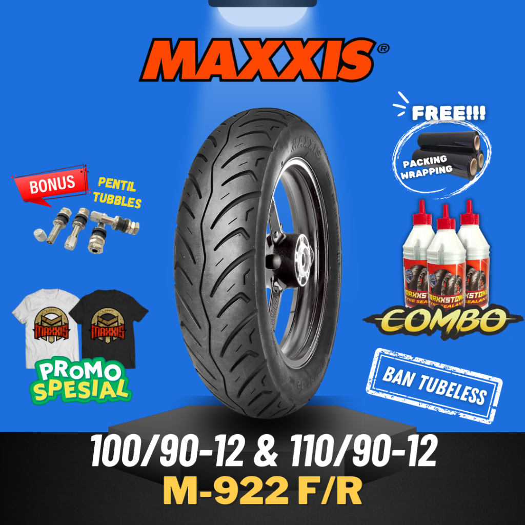 [PAKET SEPASANG MURAH] BAN MAXXIS M922 - (100/90-12 / 110-90-12 ) BAN TUBELESS / BAN MOTOR SCOPPY / 