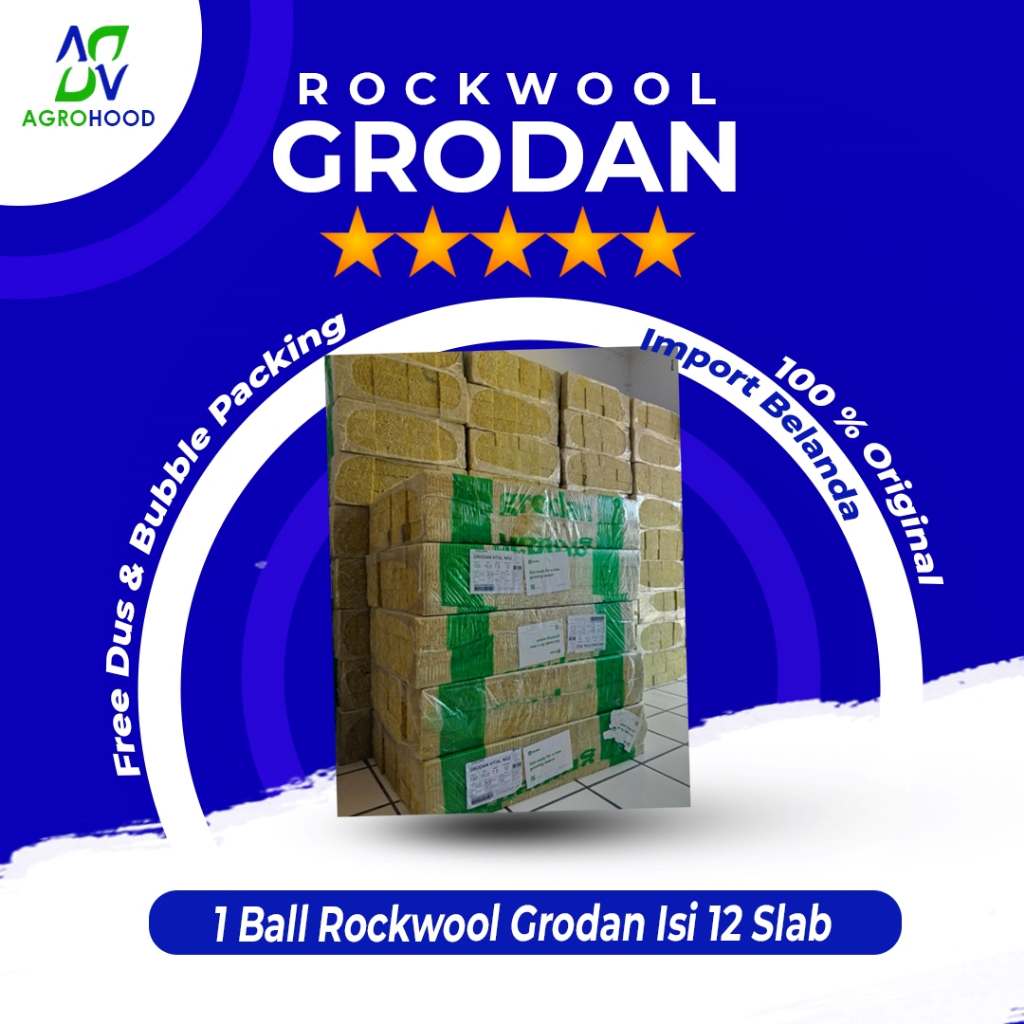 Rockwool Hidroponik Grodan 1 Ball isi 12 Slab