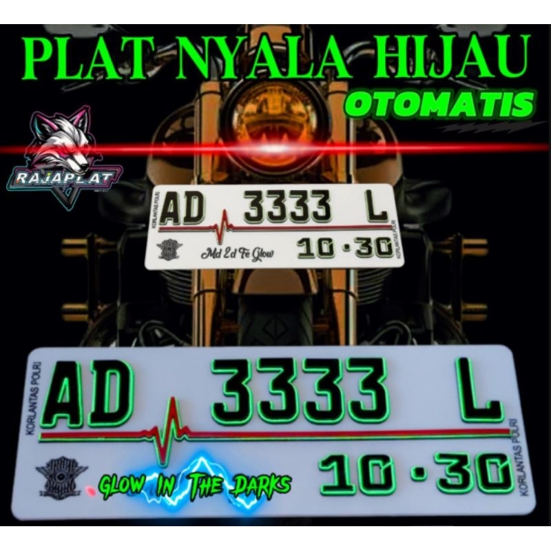 Plat Nomor standart lapis tebal baut tanam Glow In The Dark, Plat Nomor Nyala otomatis, plat nomor h