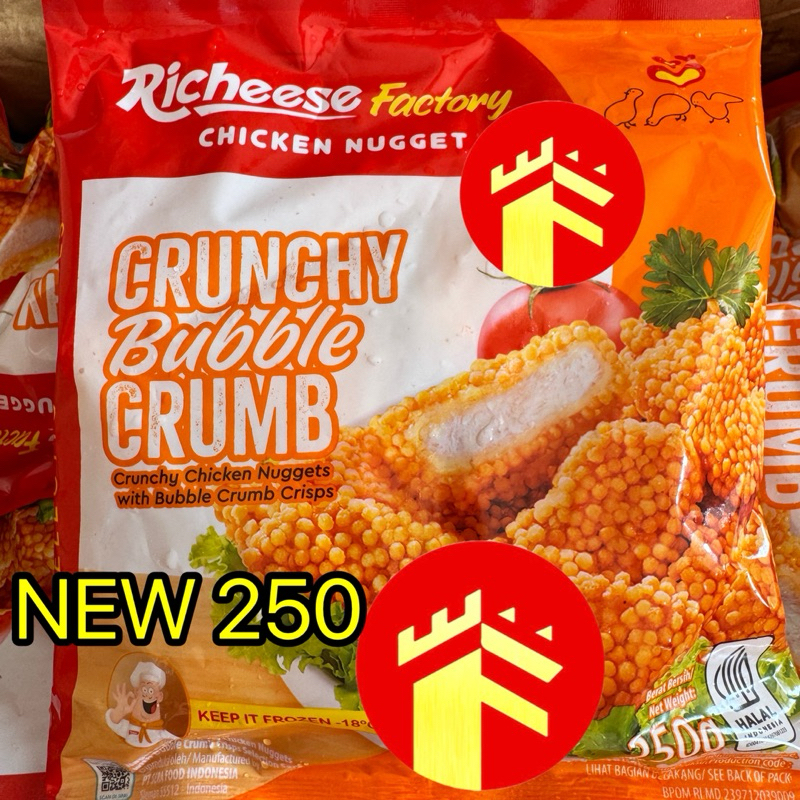 

RICHEESE CRUNCHY BUBBLE CRUMB 250 GR CHICKEN NUGGET NAGET CRISPY RICHEESE RECHEESE NAGET BUBBLE