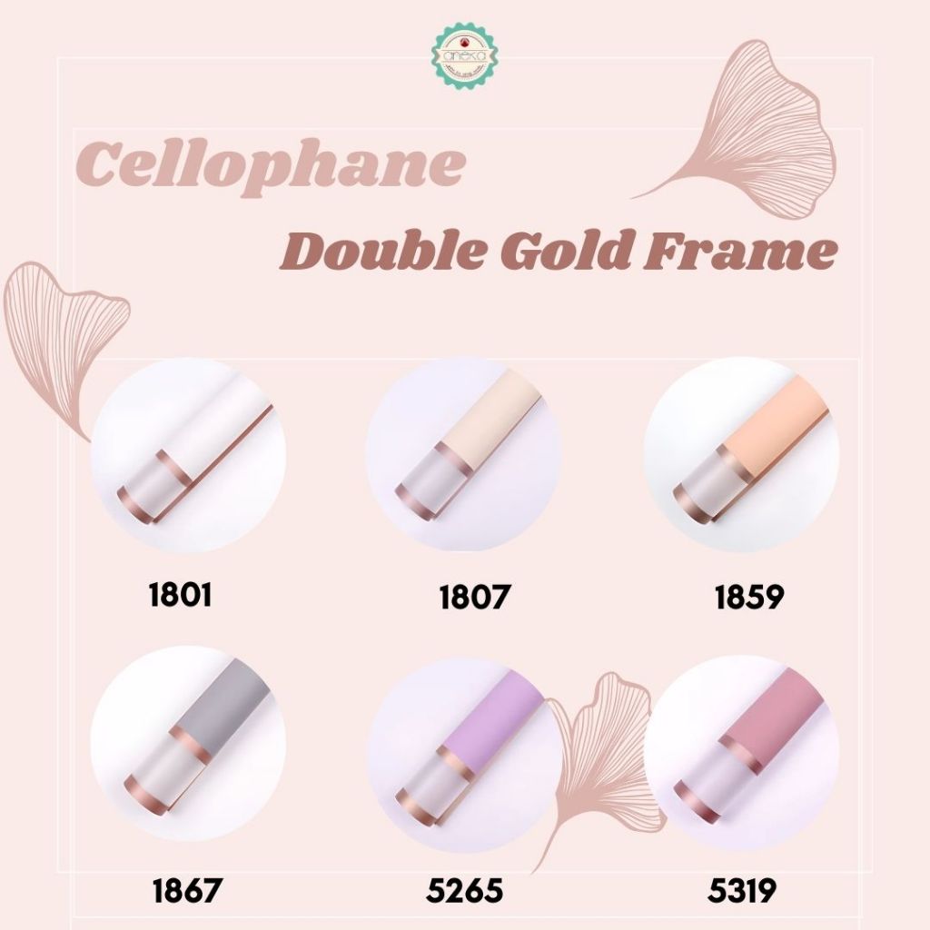 

ANEKA - [ 20 Lembar ] Kertas Cellophane Buket Bunga [Double Gold Frame] Flower Wrapping Paper Celophane