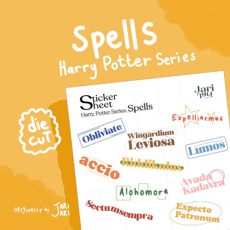 

Harry Potter Series: SPELLS | Sticker Sheet - Jari Jari