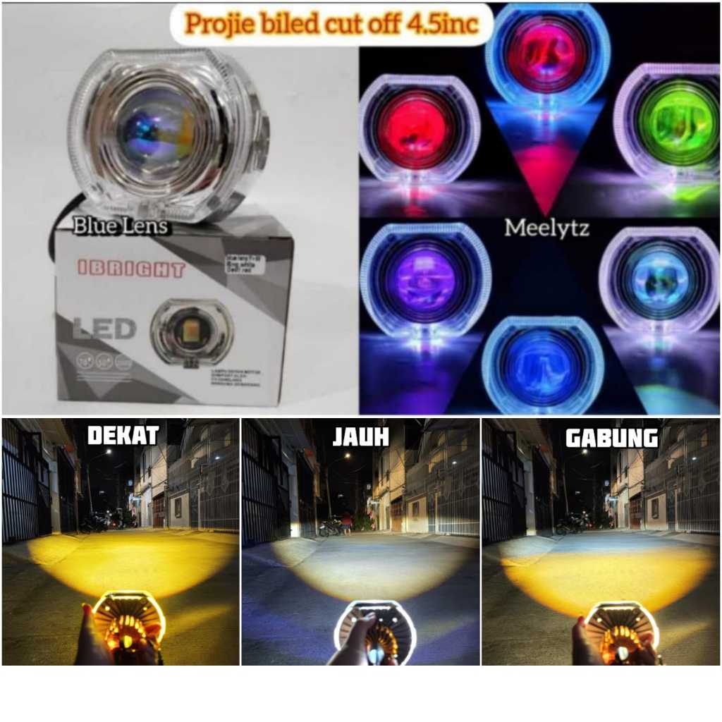 Biled Cut off 4.5inc Blue Lens 2 Cahaya utama Plus Devil dan Shroud - IBRIGHT D110