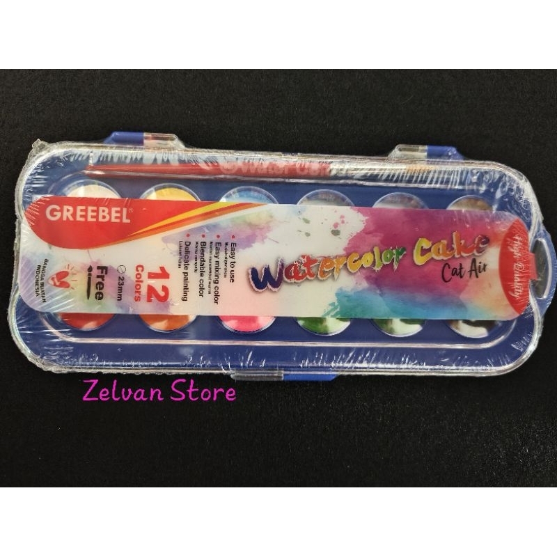 

Watercolour Paintcake GREEBEL 12 warna Free kuas!!