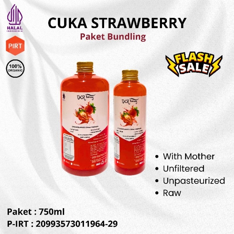 

Cuka Strawberry 750ml Sari Strawberry Cuka Strawberry Organik Original Asli Cider Vinegar With Mother - DCR Honey