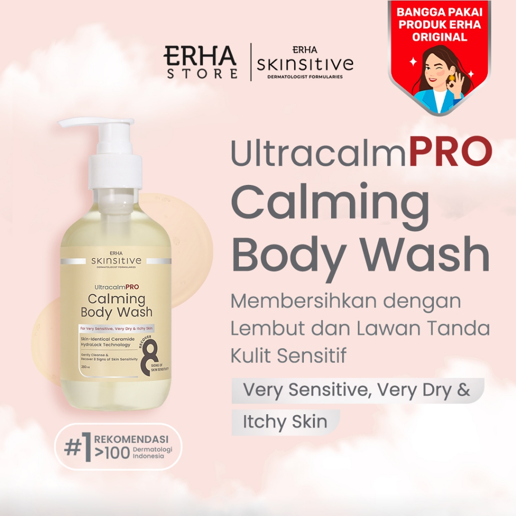 ERHA Skinsitive UltracalmPRO Calming Body Wash 280ml - Sabun Badan Kulit Kering, Sensitif dan Gatal