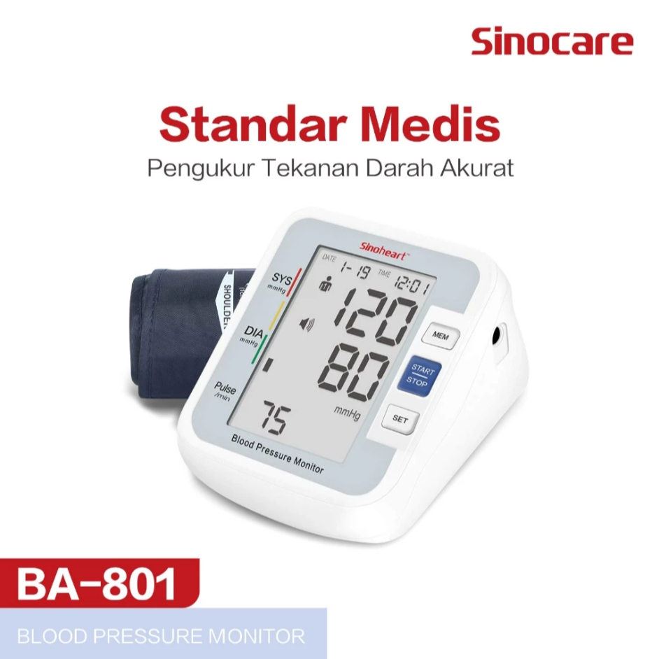 Alat Cek Tensi Darah Digital Otomatis Tensimeter Alat Tensi Darah Digital Sinocare BA-801 (Bahasa)