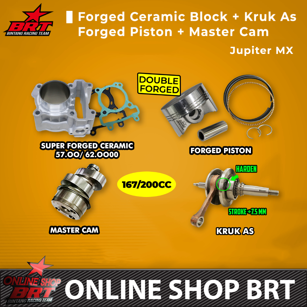 PAKET BORE UP BLOK CERAMIC & KRUK AS & MASTER CAM BRT JUPITER MX MX KING VIXION OLD NVL NVA R15 V1 V