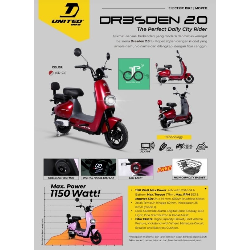 Sepeda listrik United Dresden 2.0 TERBARU 2 (Batery 20ah)