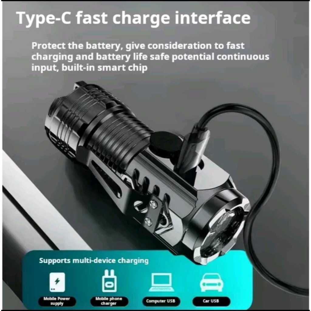 Senter Mini LED 3 Mata / Senter Mini Anti Air Super Terang / Senter Mini Rechargeable