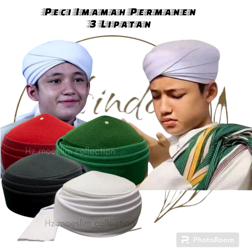 Peci Imamah Permanen 3Lipatan Sorban Imamah peci imamah anak laki laki Peci imamah peci imamah putih