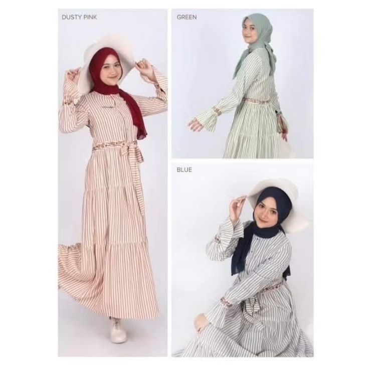 Gamis Dewasa Dannis A240104 / Gamis Hijau - Biru 240104 Dv