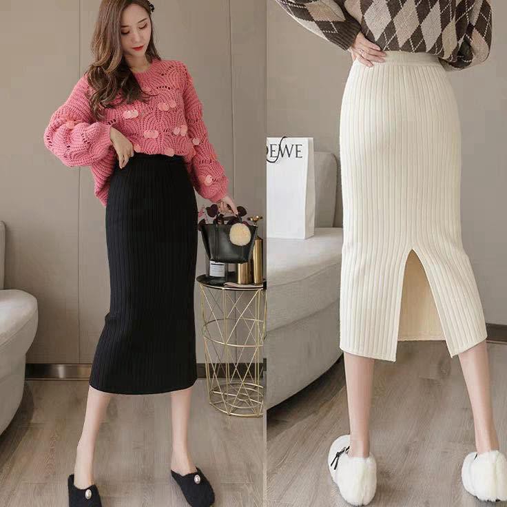 SPESIAL DISKON  Premium TEBAL Avila Rok Span Rajut Knitted  BISA  Rok Rajut Span Belah Tengah  Rok R
