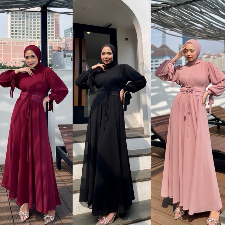 Garansi Terhemat  Lively Long Dress Kondangan Gamis Pesta Seragam Bridesmaid Gaun Prewedding Baju Mu
