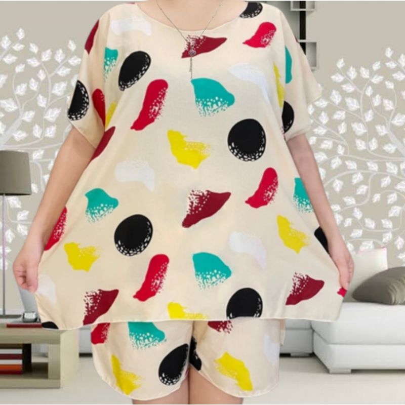 nk Setelan baju tidur jumbo wanita setelan baju tidur jumbo wanita size XXXXL jumbo Ld 143 cm bahan