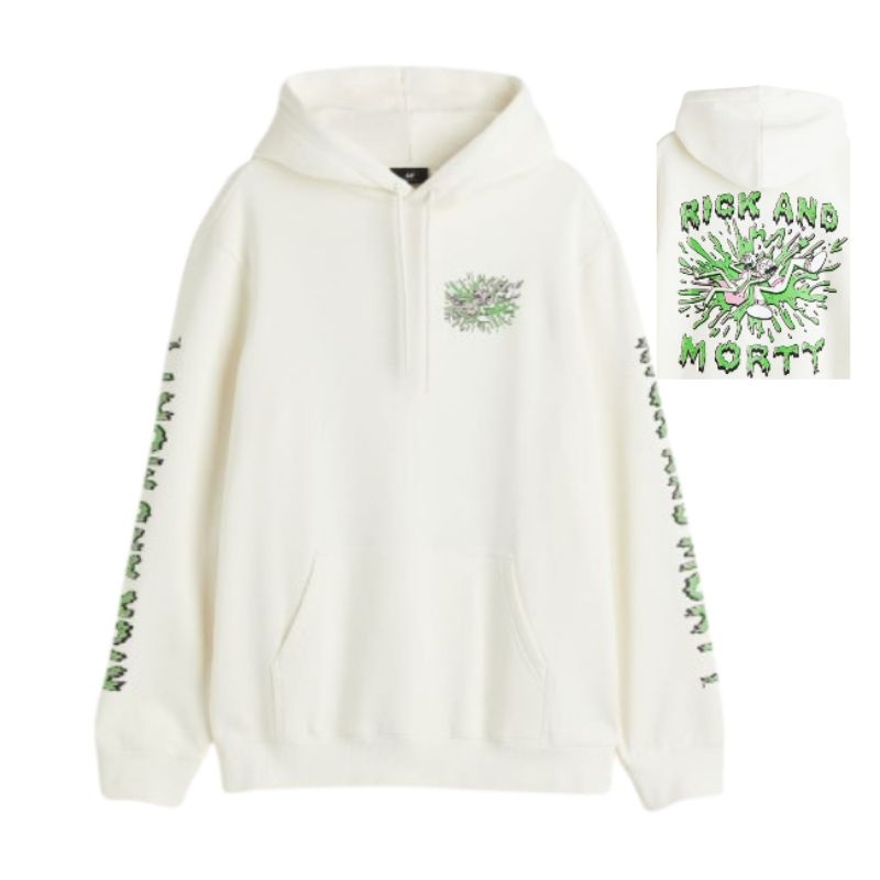 Hoodie HM Rick And Morthy Broken White Fleece Katun