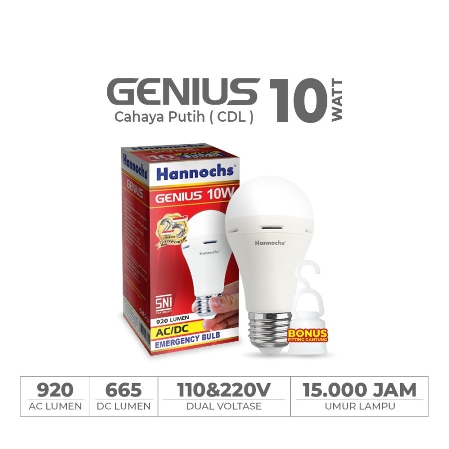 Lampu Emergency Hannochs Genius 10W / Hannochs Emergency Genius AC/DC Hannochs Lampu LED Emergency
