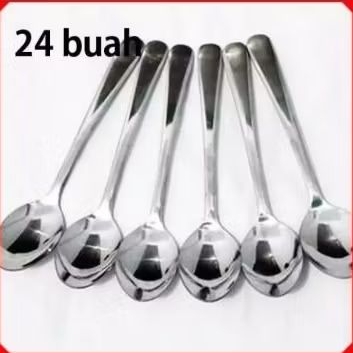24pcs sendok makan dan garpu makan tebal stainless polos / sendok caffe / sendok makan polos