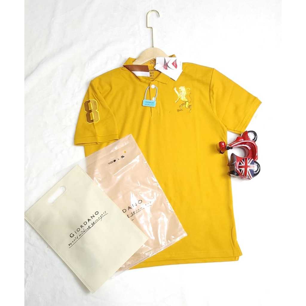 POLO GIORDANO ORIGINAL Shirt Pria, Men 3D Lion & Embos Lion - Colour Signature Black, White dll