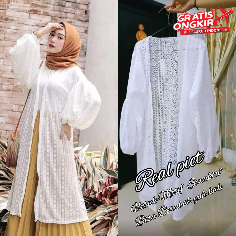 Outer Cardigan Panjang Over Size / Atasan Wanita Kekinian / Baju Kondangan / Pakaian Wanita  Pantai