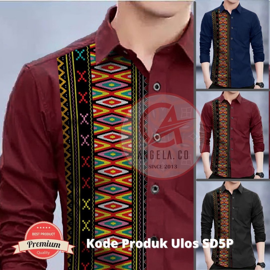 Angelaco Batik Batak Lengan Panjang Pria Batik Etnik Pria Motif Ulos Sadum SD5